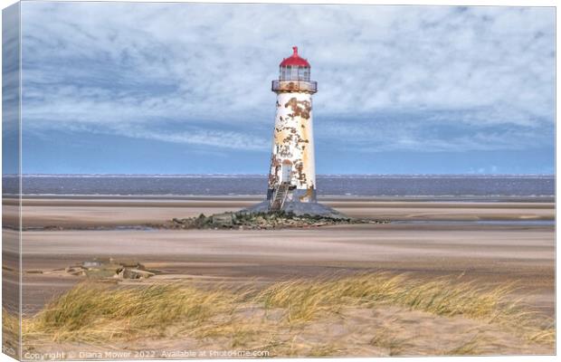Point of Ayr lighthouse Canvas Print by Diana Mower