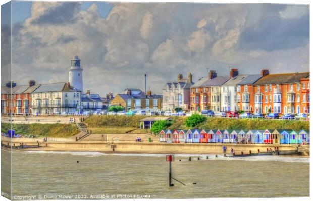 Southwold Promenade and beach paint effect Canvas Print by Diana Mower