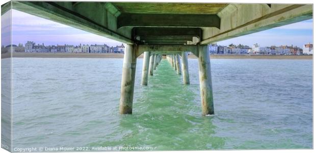 Deal view from under the pier Canvas Print by Diana Mower