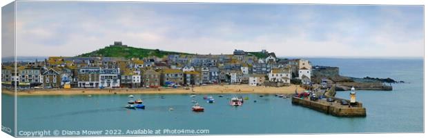 St Ives quay Panoramic Canvas Print by Diana Mower
