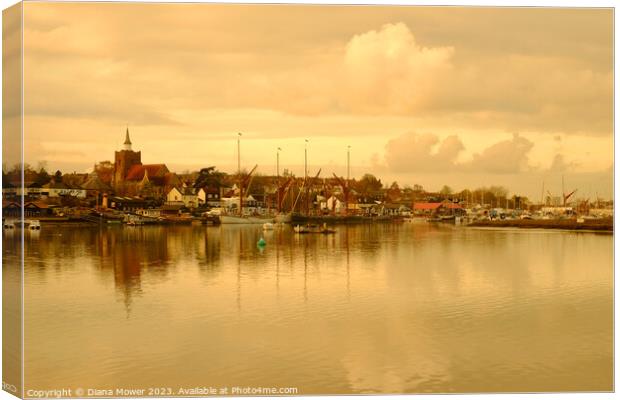 Maldon Hythe Sunset Essex Canvas Print by Diana Mower