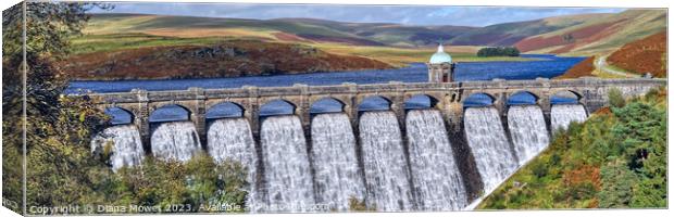 Craig Goch Reservoir Elan Valley Panoramic Canvas Print by Diana Mower