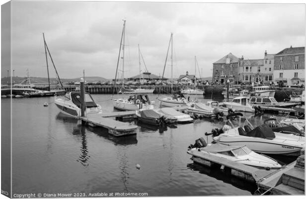 Padstow Cornwall monochrome Canvas Print by Diana Mower