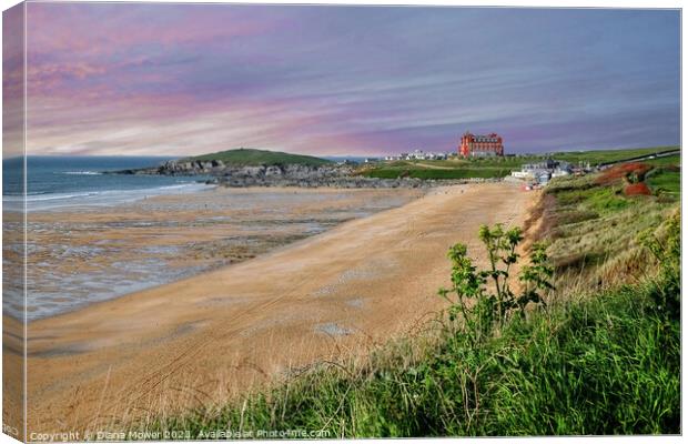 Evening at Fistral Beach Newquay  Canvas Print by Diana Mower
