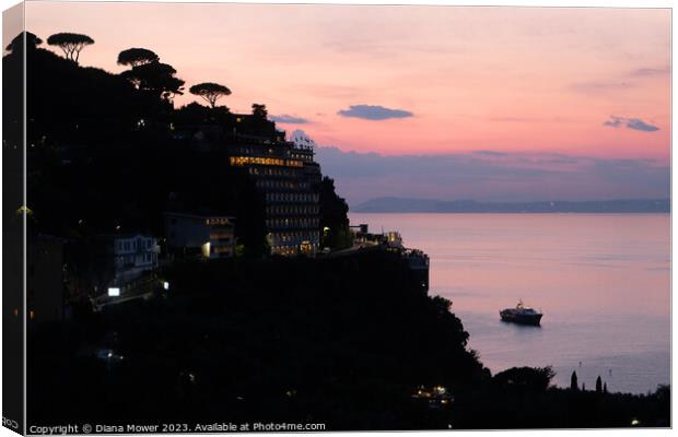 Amalfi Coast Sunset Canvas Print by Diana Mower