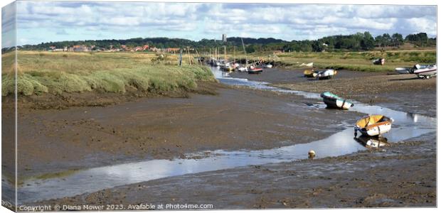 Blakeney low Tide Panoramic Canvas Print by Diana Mower