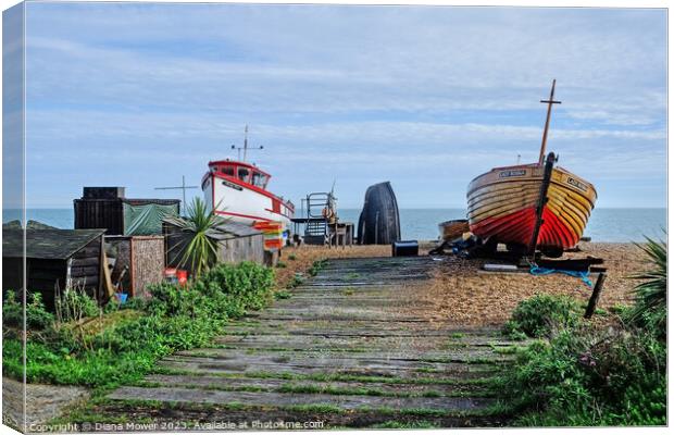 Deal Beach Fishing Boats Canvas Print by Diana Mower
