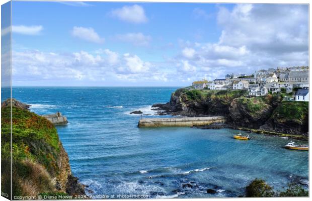 Port Isaac Harbour Entrance  Canvas Print by Diana Mower