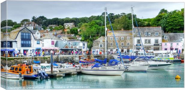 Padstow Harbour Panoramic Canvas Print by Diana Mower