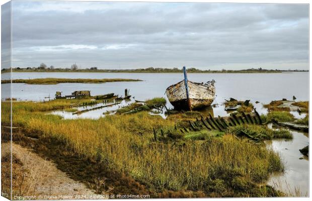 Boat Wrecks Maldon Essex Canvas Print by Diana Mower