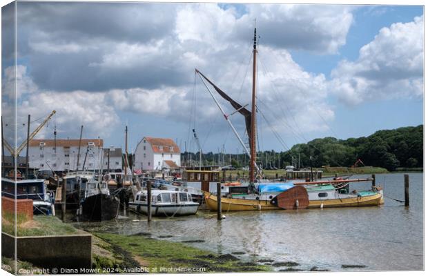 Woodbridge tide mill and Quay Suffolk Canvas Print by Diana Mower