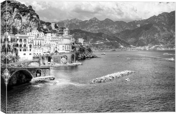 Amalfi Italy in monochrome Canvas Print by Diana Mower