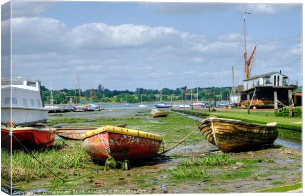 Pin Mill The Waterfront Hard Suffolk  Canvas Print by Diana Mower