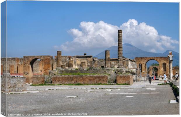 Pompeii The Forum and Versuvius Canvas Print by Diana Mower