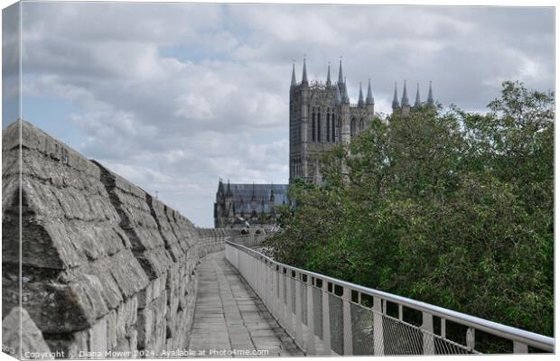 Lincoln Cathedral From the Castle Walls Canvas Print by Diana Mower