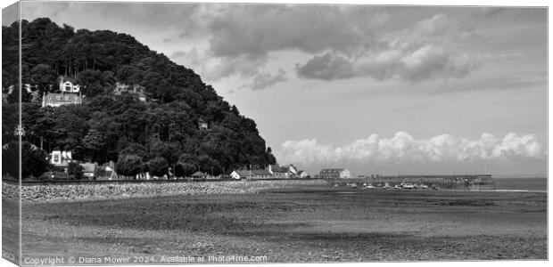 Minehead beach Somerset monochrome Canvas Print by Diana Mower