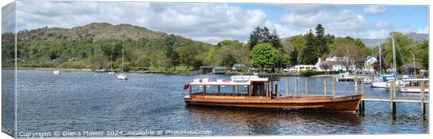 Lake Windermere Ambleside Jetty  Panoramic Canvas Print by Diana Mower