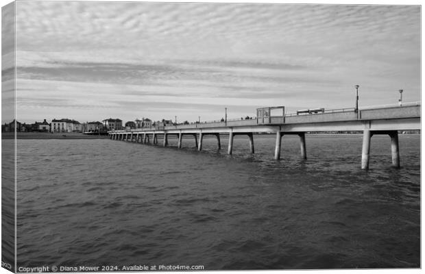 Deal Pier Kent in Monochrome Canvas Print by Diana Mower