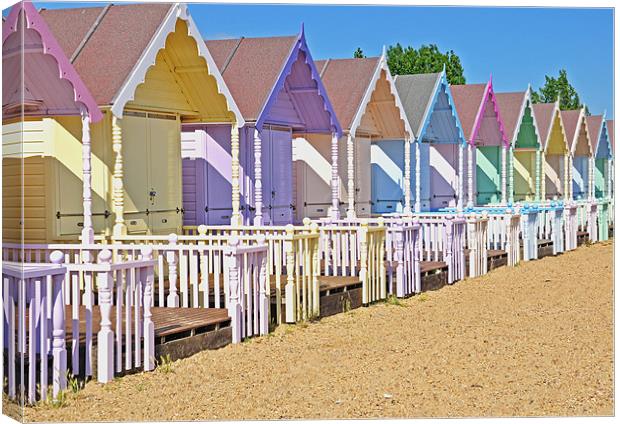 Mersea Beach Huts Canvas Print by Diana Mower