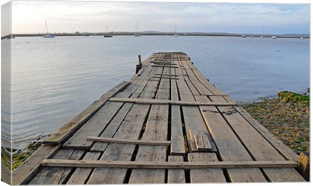 Old Wooden Jetty Mersea Essex Canvas Print by Diana Mower