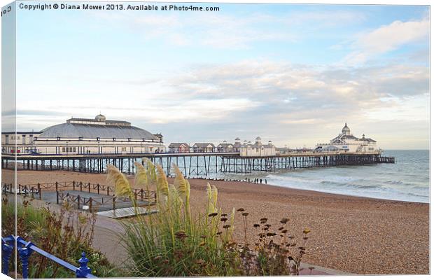 Eastbourne Beach and Pier Sussex Canvas Print by Diana Mower