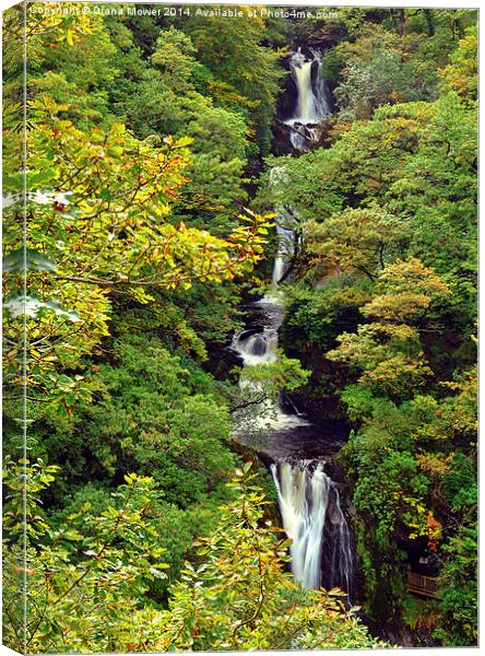 Pistyll Rhaeadr Waterfall Wales Canvas Print by Diana Mower