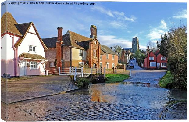 Kersey Street and ford Suffolk Canvas Print by Diana Mower