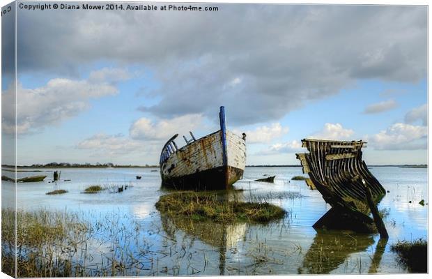 Wrecks Maldon Essex Canvas Print by Diana Mower