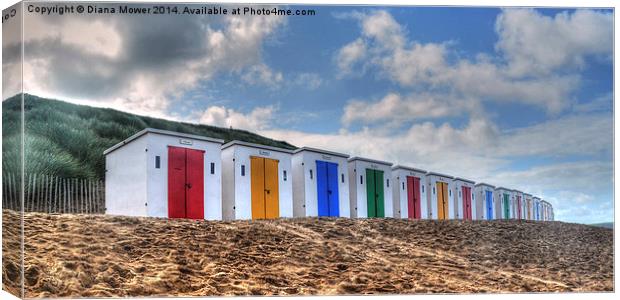Woolacombe  Beach Huts Canvas Print by Diana Mower