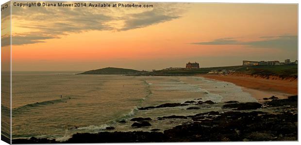 Fistral Beach sunset Canvas Print by Diana Mower