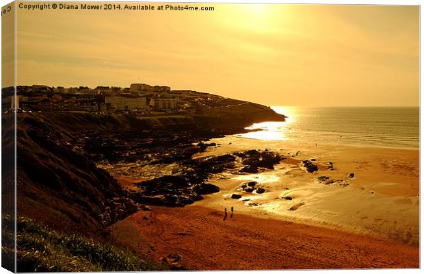 Fistral Beach Sunset Canvas Print by Diana Mower