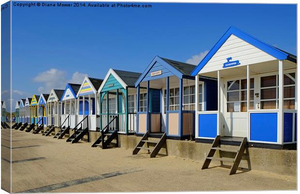  Southwold beach huts  Canvas Print by Diana Mower