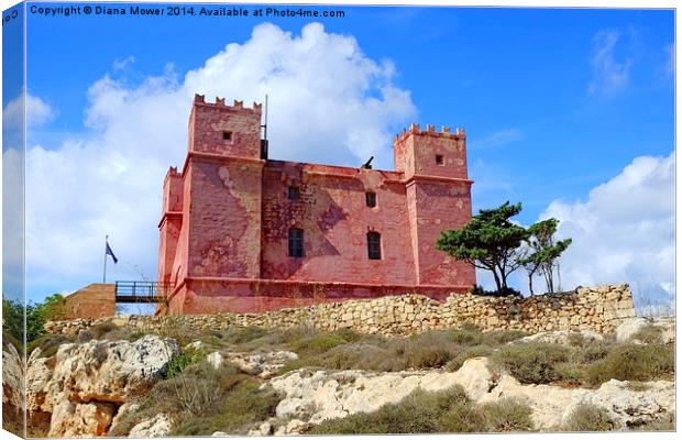  Red tower Malta Canvas Print by Diana Mower