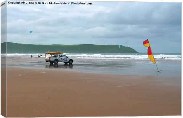  Woolacombe  Lifeguards Devon Canvas Print by Diana Mower