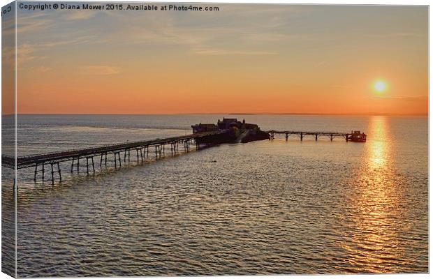  Birnbeck Pier Sunset  Canvas Print by Diana Mower