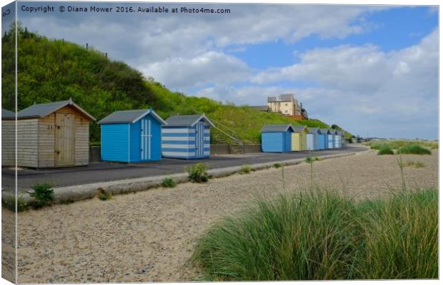 Pakefield  Beach Huts Canvas Print by Diana Mower