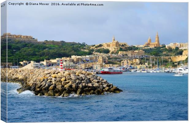 Gozo Harbour Canvas Print by Diana Mower