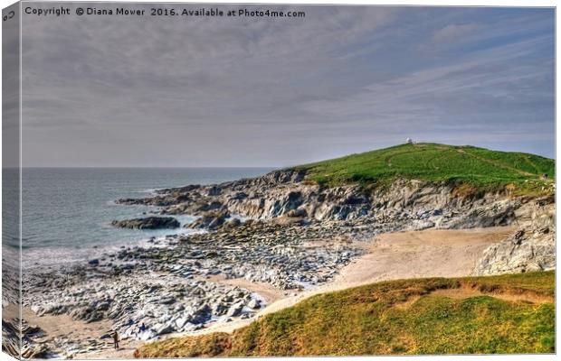 Fistral Beach and Towan Head Canvas Print by Diana Mower