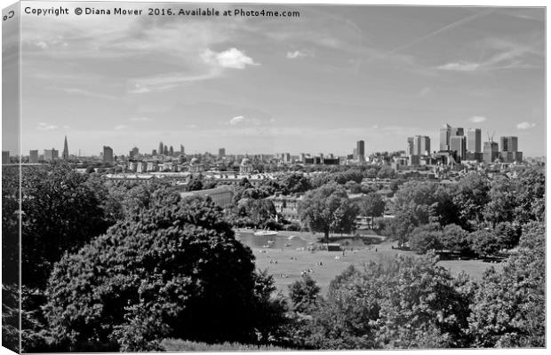 Greenwich park with London Skyline Canvas Print by Diana Mower