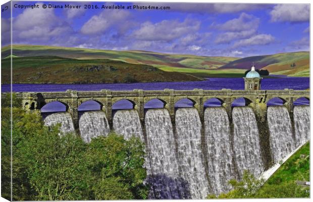 Craig Goch Reservoir  and dam Canvas Print by Diana Mower