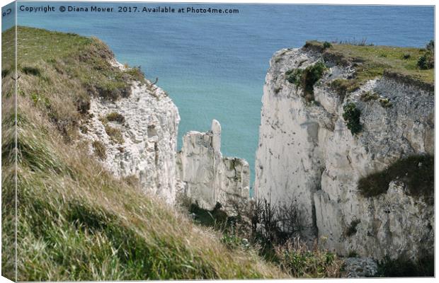 The Crumbling Dover Cliffs Canvas Print by Diana Mower