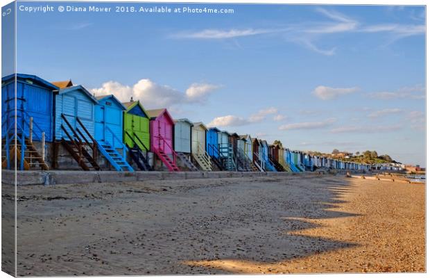 The Naze beach huts Canvas Print by Diana Mower