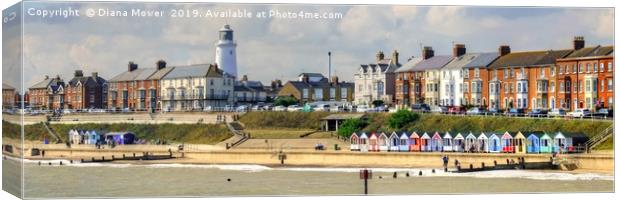 Southwold Promenade Panoramic Canvas Print by Diana Mower