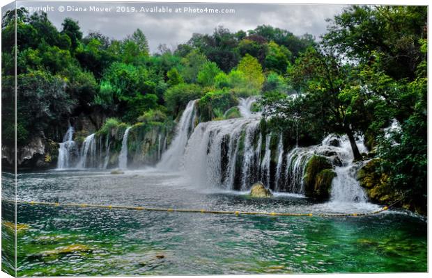 Skradinski buk waterfall Croatia  Canvas Print by Diana Mower