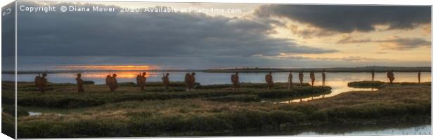 Mersea Island Silhouettes Panoramic Canvas Print by Diana Mower