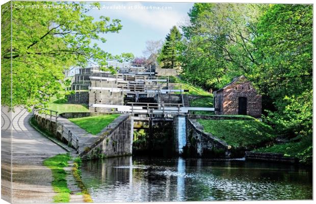 Bingley Five Rise Locks Yorkshire Canvas Print by Diana Mower