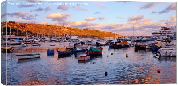 Gozo Harbour at Sunset Malta Canvas Print by Diana Mower