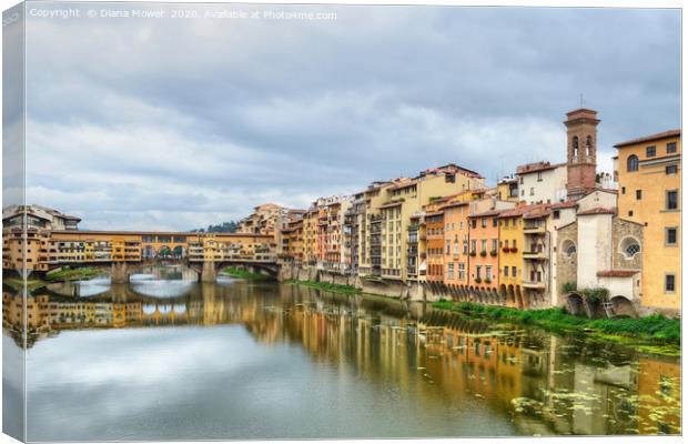Ponte Vecchio and the river Arno Florence Canvas Print by Diana Mower