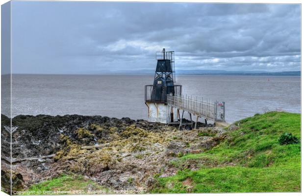 Portishead beach and Battery point lighthouse Canvas Print by Diana Mower