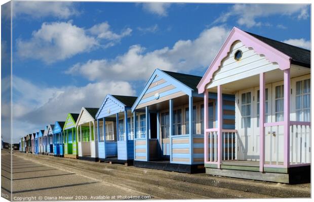 Southwold beach huts  Canvas Print by Diana Mower
